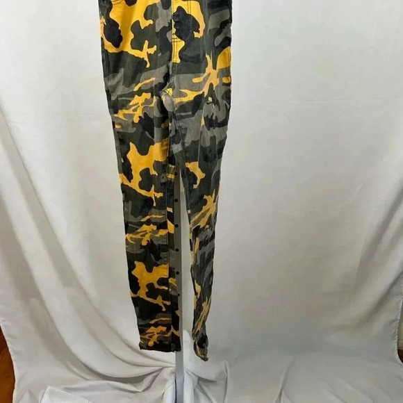 American Bazi Size Medium Bib Overalls Camouflage Streetwear Jumpsuit Yellow Gra - Picture 4 of 13